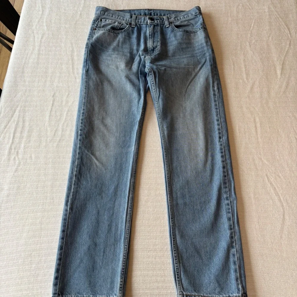 Levi Strauss‎ Men Light Wash Blue Straight Leg Denim Jeans 33x32